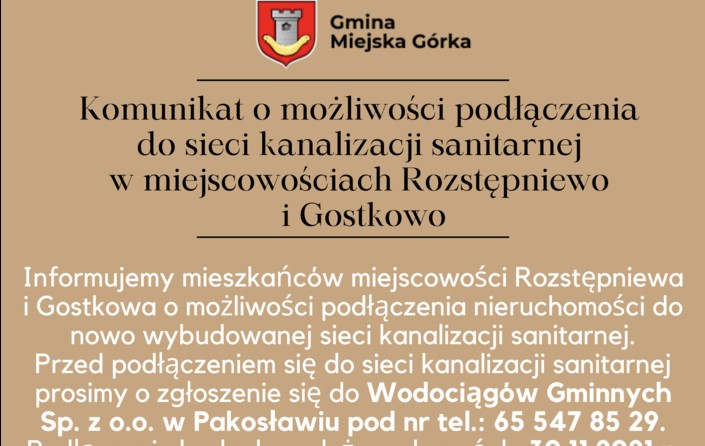 Komunikat dla mieszkańców Rozstępniewa i Gostkowa ! - zdjęcie